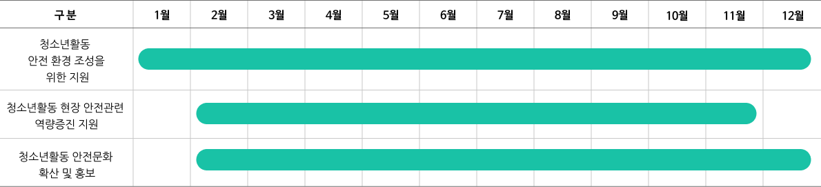 청소년활동 안전 지원 추진일정 이미지